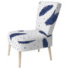 Blue Vintage Feather Pattern Chair, Side Chair