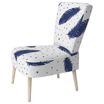 Blue Vintage Feather Pattern Chair, Side Chair