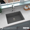 Karran QU-820 Undermount 24.38, Single Bowl Quartz Kitchen Sink, Grey