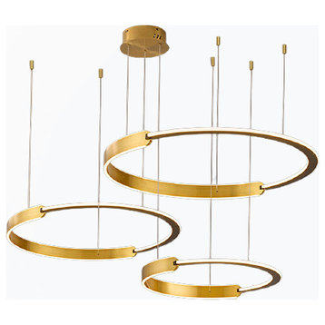 Modern gold ring led chandelier for living room, dining room, bedroom, bar, 15.8*23.6*31.5"
