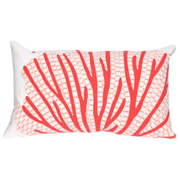 Visions Coral Fan Pillow, Coral, 12"x20"