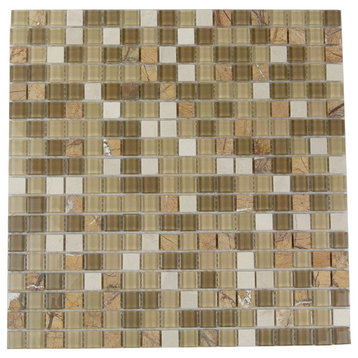 Crystal Stone 0.625 in x 0.625 in Glass and Stone Square Mosaic in Amber Grain