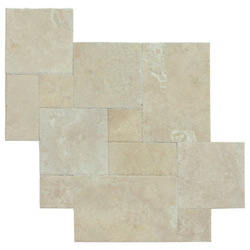 Denizli Beige Travertine Tile Antique Pattern, Brushed and Chiseled- 20 boxes