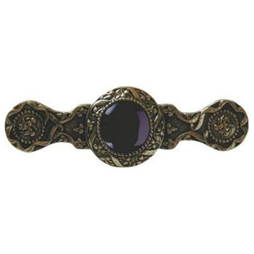 Victorian Pull, Bright Brass With Onyx