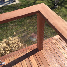 mahogany decking with railing