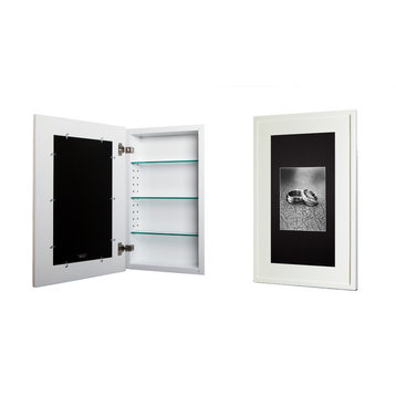 Concealed Picture Frame Medicine Cabinet, White, 14"x24"