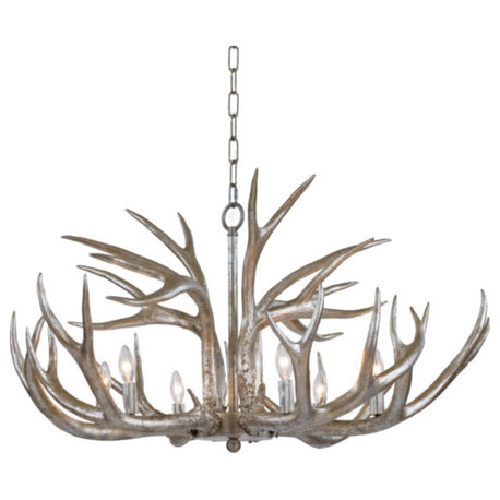 Antler Chandelier, Ambered Silver Leaf