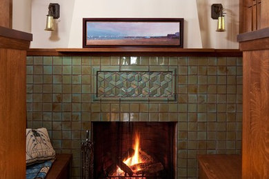 Example of an arts and crafts living room design in Minneapolis