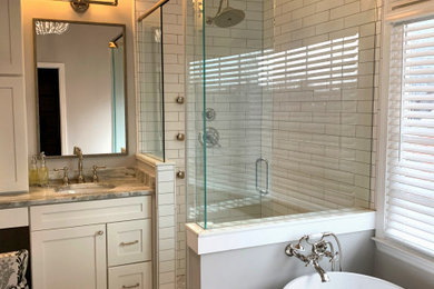 Bathroom - mid-sized transitional master bathroom idea in Atlanta with shaker cabinets