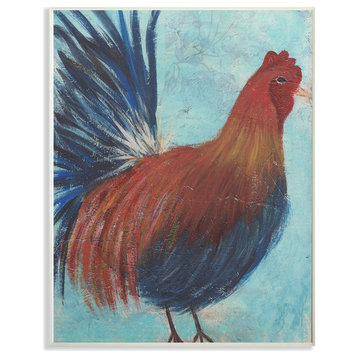 Stupell Ind. Rooster Painting Distressed Surface Wall Art, 11"x14", Framed Gic