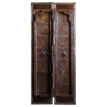 Consigned Antique Mehrab Door, Arched Carved Architectural Indian Door