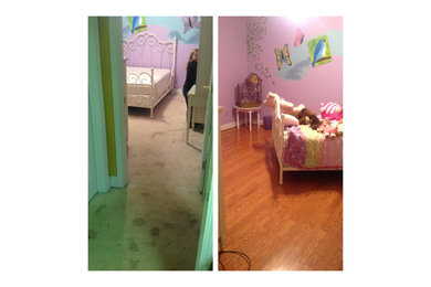 Example of a small arts and crafts medium tone wood floor bedroom design in Birmingham
