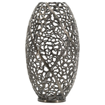 Aluminum Coral Barrel Vase 8x8x14"