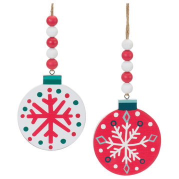 Wood Beaded Snowflake Ornament, 12-Piece Set