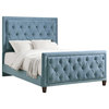 Upholstered Tufted Blue King Bed