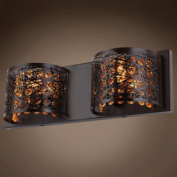 Lazer 2 Light LED Bronze Sconce With European Amber Crystal