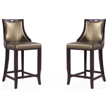 Manhattan Comfort Emperor 27" Faux Leather Counter Stool in Bronze (Set of 2)