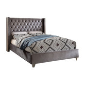Ames Velvet Bed, Gray, King