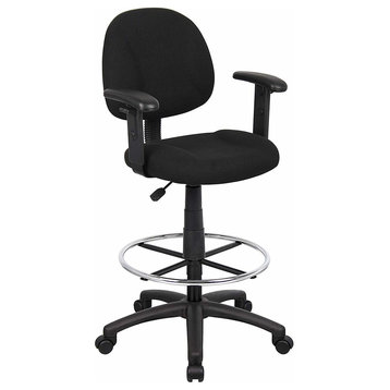 OCC Drafting Stool with Foot Ring and Adjustable Arms in Black Drafting Chair