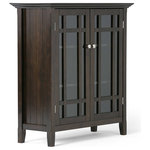 Decor Love - Rustic Sideboard, Pine Wood Frame With Patterned Glass Doors, Dark Tobacco Brown - - DIMENSIONS: 17" D x 39" W x 42.2" H
