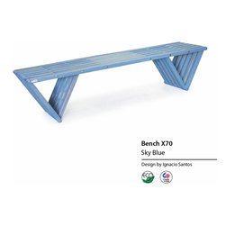 Backless solid Wood Modern Design Bench 70 by GloDea - Indoor Benches