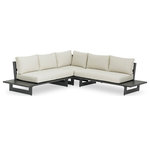 Meridian Furniture - Maldives Outdoor Patio Sectional, Cream, Grey Frame - Create your own custom contemporary look on the deck or porch with the addition of this Maldives outdoor patio armless chair. Part of a large collection that lets you mix and match modular pieces to get the look you crave most. This sectional has cream water resistant fabric with a base made from grey aluminum, so it's sturdy, tough, and ready to face the elements with impeccable beauty, season in and season out. Shop the contemporary pieces in this collection to create the outdoor entertaining area of your dreams.
