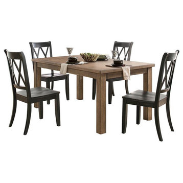 Lexicon Janina 5-Piece Contemporary Wood Dining Set in Natural and Black