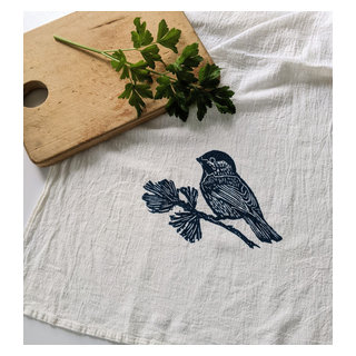 Chickadee Tea Towel - Rustic - Dish Towels - by artgoodies