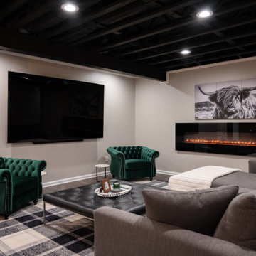 Finished Basement with Irish Themed Bar, Gym, Bathroom and Gamer Area in Canton,