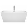 Sara 59" Freestanding White Bathtub, Polished Chrome Tub Filler & Trim Kit