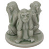 Green Monkeys Shun Evil Celadon Ceramic Figurines