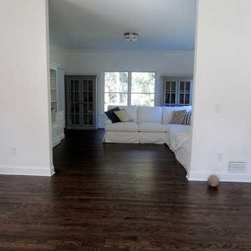 SAG HARBOR: RED OAK INSTALLED IN NEW EXTENSION/REFINISH ENTIRE HOME DARK WALNUT