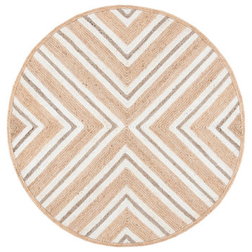 Safavieh Vintage Leather Collection NF886A Rug, Natural/Ivory, 6' X 6' Round