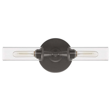 Modina 2-Light Linear Wall Sconce, Espresso With Clear Glass