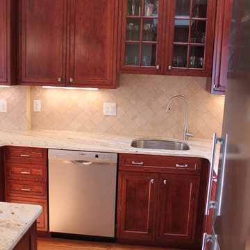 Transitional Cherry wood kitchen in Boston