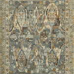 Exquisite Rugs - Jurassic Hand-Knotted Wool Gray/Light Blue Area Rug, 10'x14' - Rich earth tones and inspired deco floral designs harmonize to create a true work of art. Artfully hand knotted with 100% New Zealand wool, the Jurassic rug is the perfect foundation for anyone looking for a strong, dynamic aesthetic.
