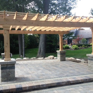 Cedar Pergola with Brick Columns