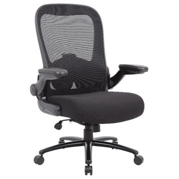 Boss Office Heavy Duty Flip Arm Mesh Task Chair 400-lb. Weight Capacity in Black