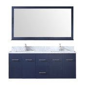 Amelie 60" Double Vanity Navy Blue, Carrera Marble Top, Square Sinks, 60" Mir