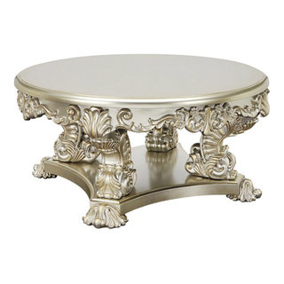 Benzara BM278991 48" Round Coffee Table, Sculpted Floral Carvings, Gold ...