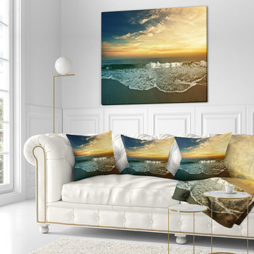 Beach Panorama Landscape Printed Throw Pillow, 16"x16"