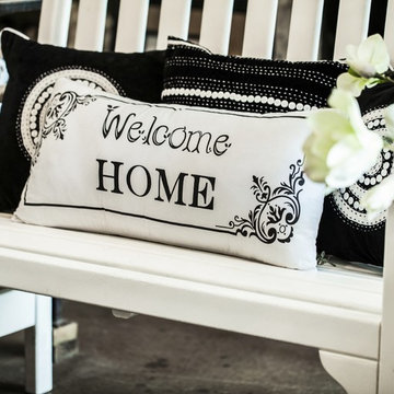 welcome home gifts,sunroom pillow,sunroom decor,outdoor benches,porch ideas,whit
