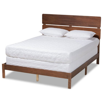 Bowery Hill Walnut Finished Wood Queen Size Panel Bed