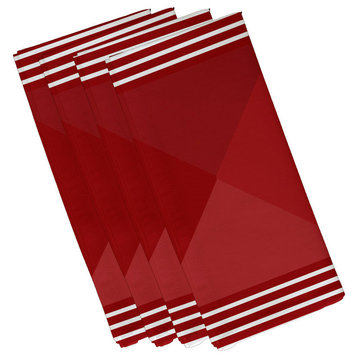 22"x22" Nautical Angles, Geometric Print Napkin, Red, Set of 4