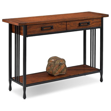 Leick Ironcraft Wood Console Table in Burnished Oak