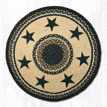 Earth Rugs RP-313 Black Stars Round Patch 27" x 27"