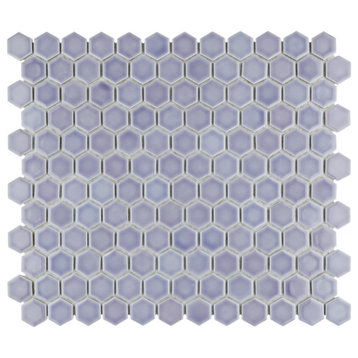 Hudson 1" Hex Lavender Porcelain Floor and Wall Tile