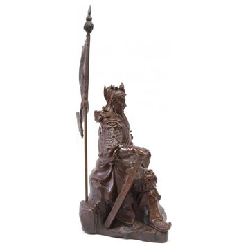 Bronze Sitting General Kwan 30cm