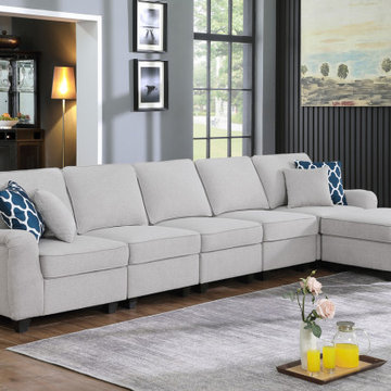 Leo 145" 6 Seater Sofa and Ottoman