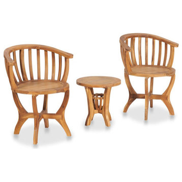 vidaXL Patio Bistro Set Outdoor Bistro Table Chair 3 Piece Solid Teak Wood
